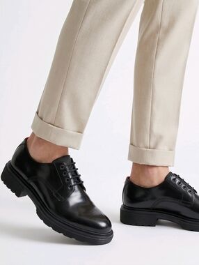 HUGO By Hugo Boss Black Polished Leather Derby Shoes
